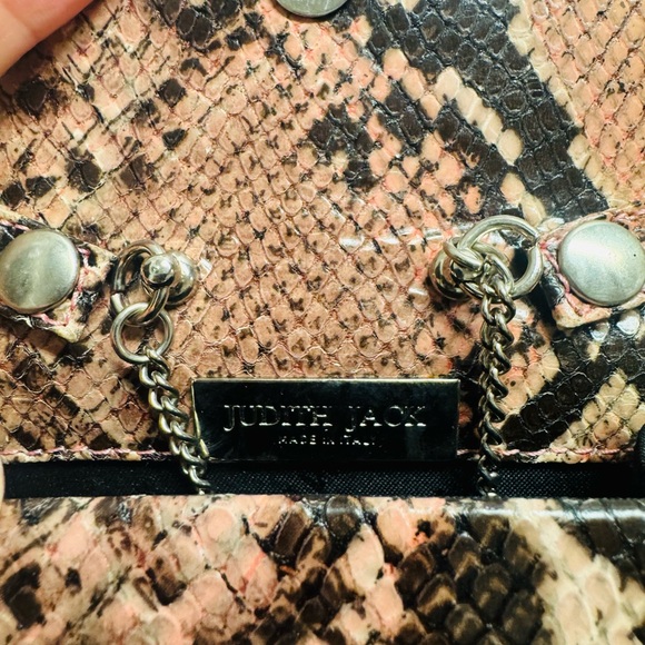 Snakeskin Pattern Tan and Black Women's Bag By Judith Jack - Picture 4 of 10